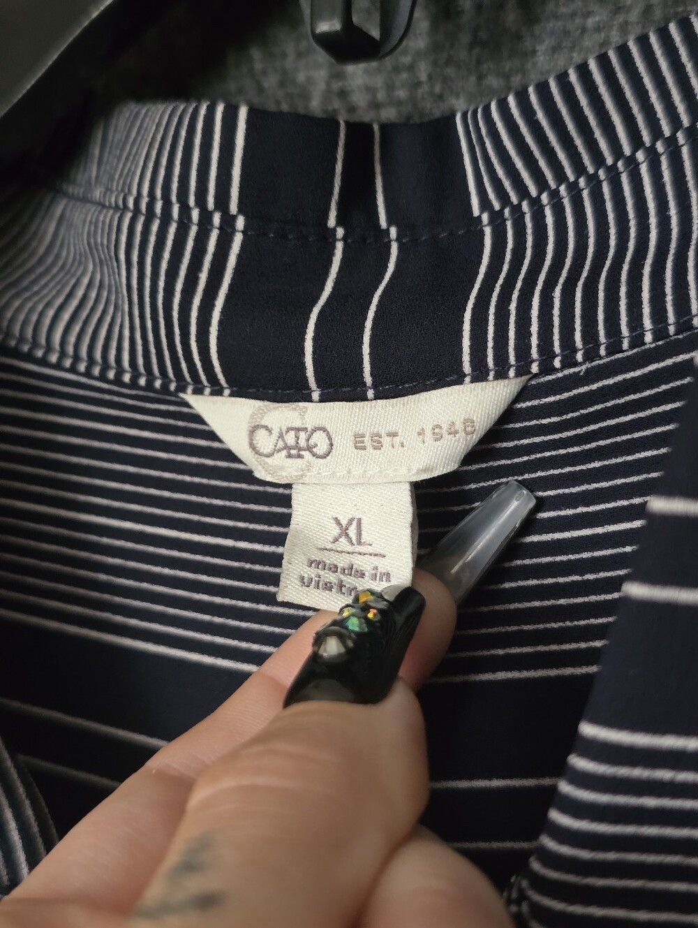 Cato Navy Striped Long Sleeve Blouse - Size XL - Picture 3 of 4